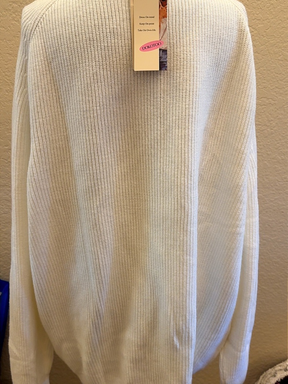 Women’s Cream Ribbed Button Cardigan Sweater - Picture 10 of 16